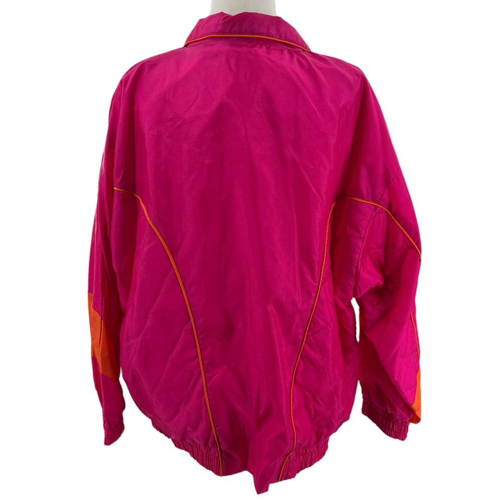 Vintage 90s Wear 2B Seen Pink & Orange Nylon Windbreaker Zip Jacket Women Sz 1X - Picture 3 of 9